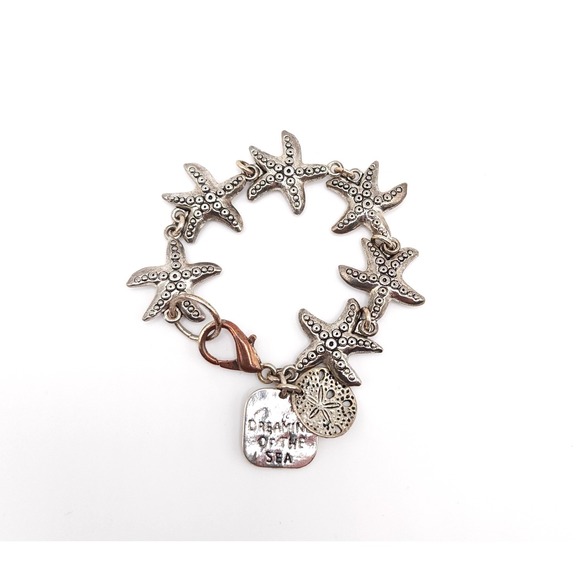 Silver Tone Starfish Bracelet Beach Nautical Jewelry Ocean Style - Picture 4 of 7